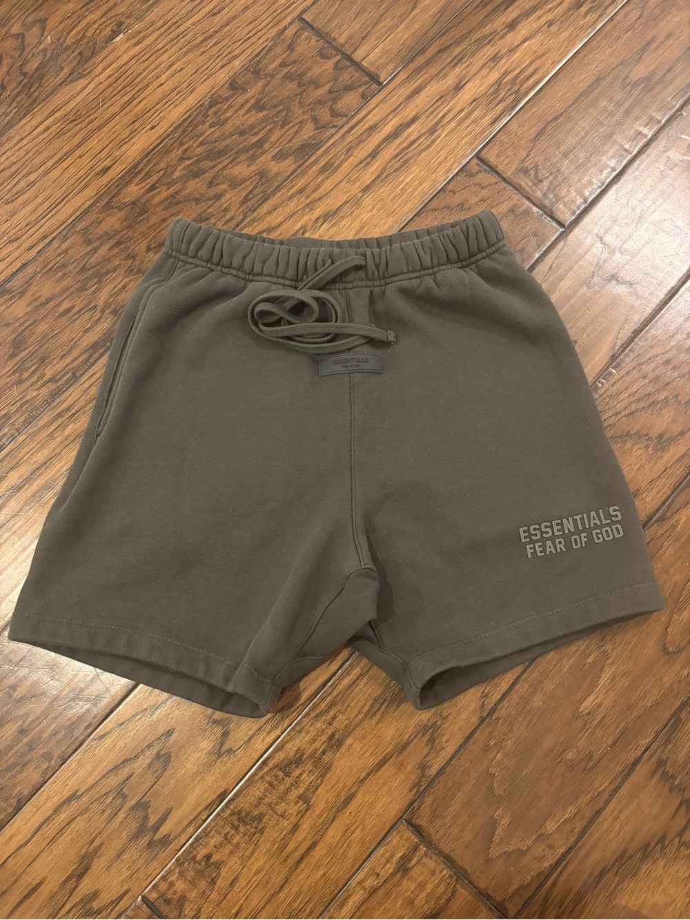 Essentials Heather Black Drawstring Sweat Shorts with Logo Patch
